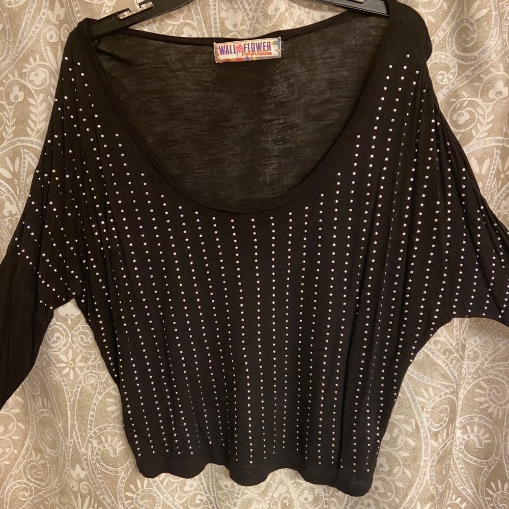 Black Off The Shoulders Scoop Neck Long Sleeve